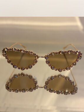 Gold color rhinestone cat eye sunglasses